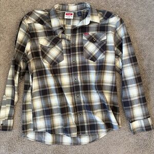 Wrangler Men's Casual Plaid Shirt - Brown and Cream